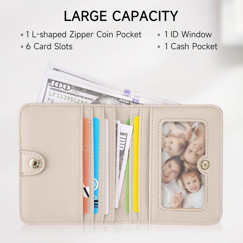 KITEVIUN Small RFID Wallet Women Ultra Thin Slim Womens Wallet Mini Compact Bifold Pocket Ladies Wallets for Women LIGHT PINK - Image 3